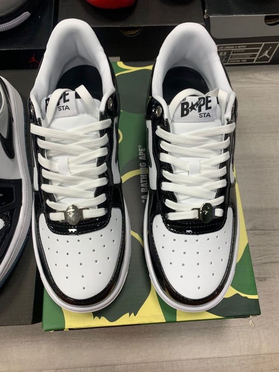 Bape Other - Bape STA Low Top Sneakers in White and Black Patent